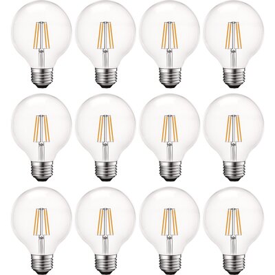 Vintage G25 LED Globe Light Bulbs 550 Lumens 2700K Warm White Dimmable Edison Bulb 5W Clear Glass E26 Base 12 Pack -  Luxrite, LR21619-12PK