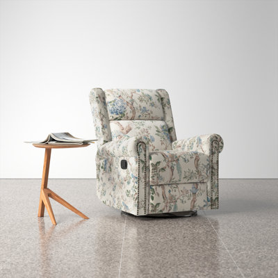 Alyissa Floral Print Manual Swivel Glider Rocking Recliner