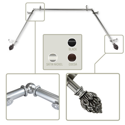 Tringle à rideaux simple à baie vitrée ajustable 38 "à 72" Chyna