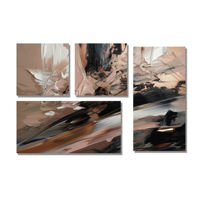 Brun et noir au-delà des limites II - impressions sur toile abstraites 4 pièces