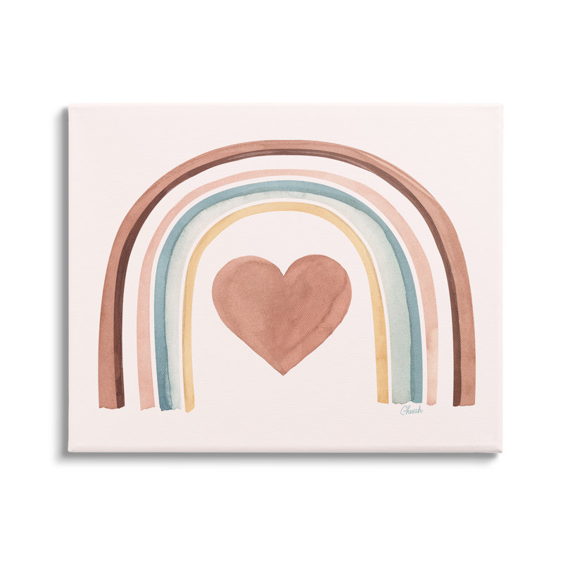 «Earth Earth Toned Rainbow Arch Heart» par Cherish Flieder - impression, H 30 po x l 40 po x P 1,5 po, Toile tendue