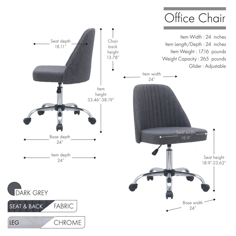 Chaise de bureau Beppe, Gris foncé