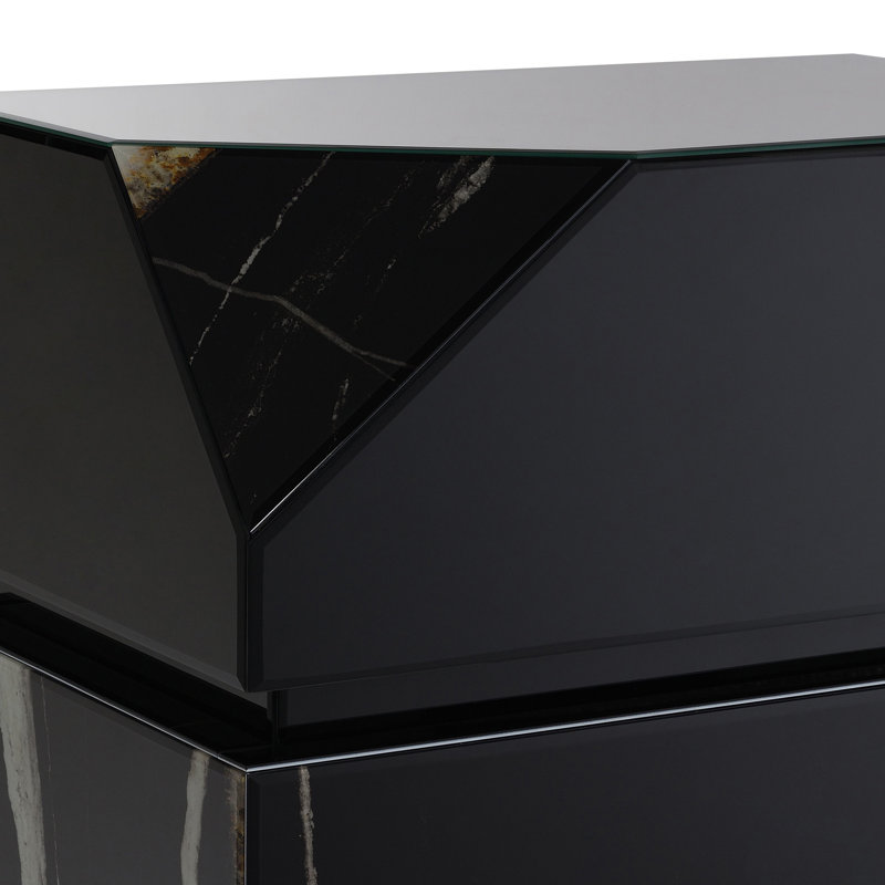 Table de bout, finition miroir noir
