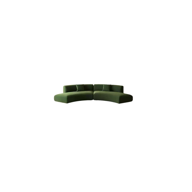 Demi-cercle vert olive avec canapé incurvé, H 27,56 po x l 102,36 po x P 25,59 po
