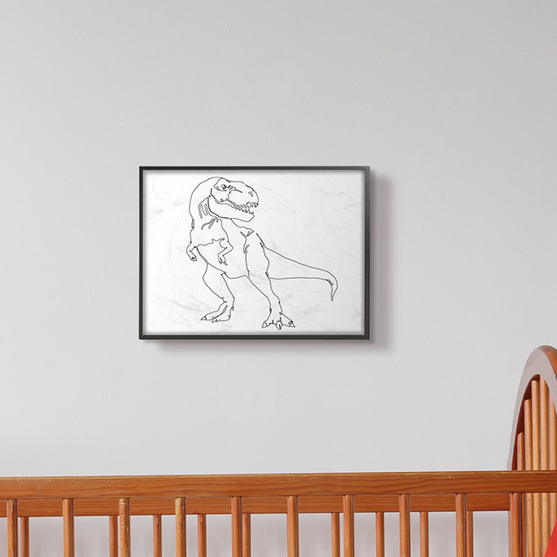Dessin de Knap T-Rex, Giclée encadrée noir minuit, H 11 po x l 14 po x P 1,5 po