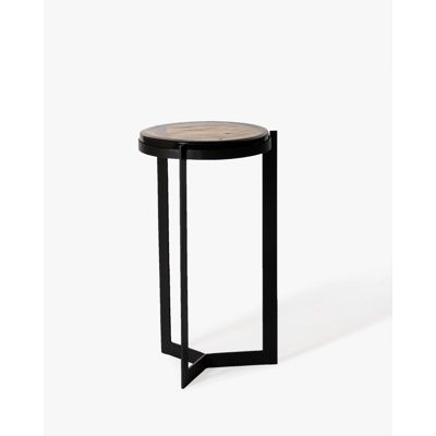 Table d'appoint en verre coulé Bowden | Verre ambré et fer moderne