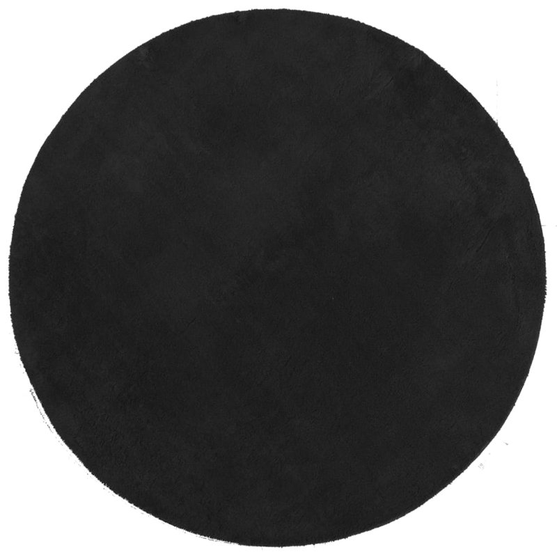 Rug "HUARTE" Short Pile Soft and Washable Black, Round 200cm