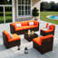 Ensemble de conversation modulaire en osier 6 personnes avec coussins Treyshun-87868585-99277890