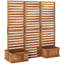 Panneau de treillis en bois 62,5 po x 19 po x 66 po avec 4 bacs à fleurs, écran de jardin surélevé autoportant, clôture d'intimité en bois naturel pour patio, cour arrière