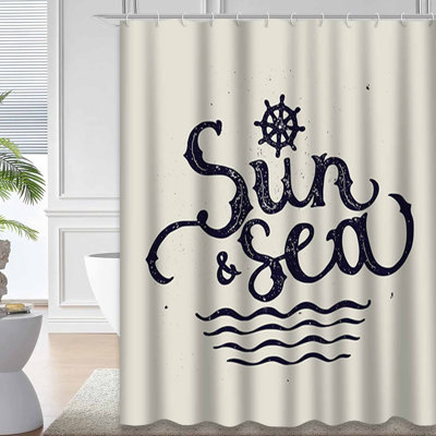 Nautical Wheel Captain's Log Waterproof Shower Curtain