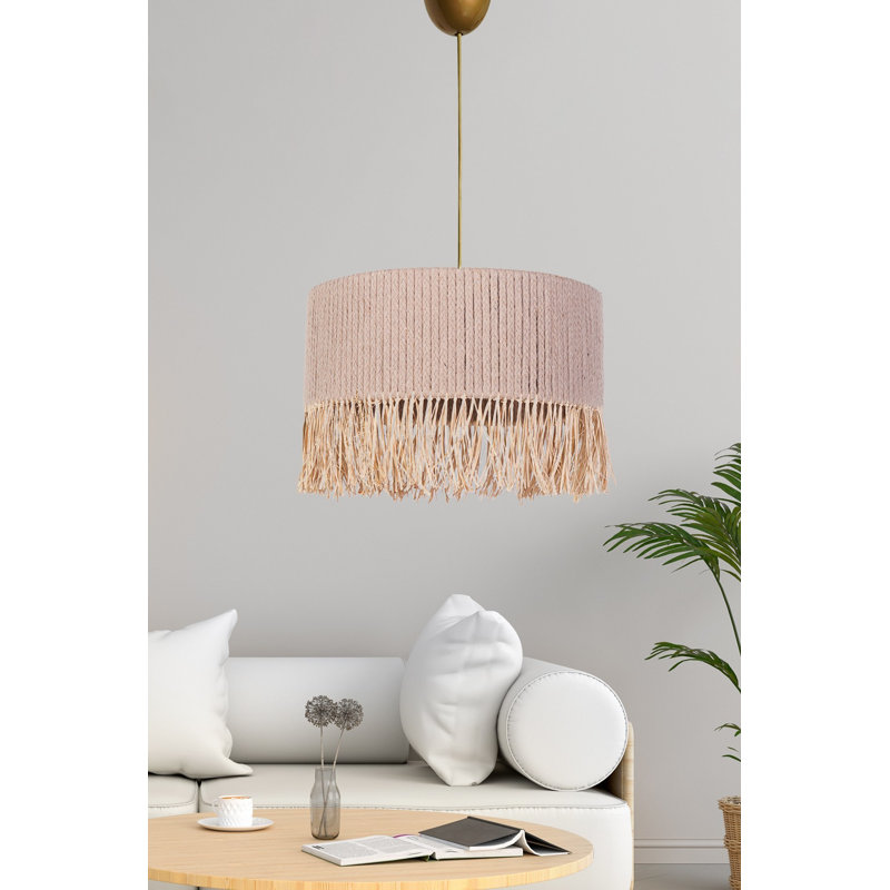Lustre beige élégant avec base en plastique, 7,9 po x 11,8 po | Hauteur de câble réglable jusqu'à 23,6 pouces | Douille E27, 40 W maximum, idéale pour le salon et la salle à manger | Conception élégante en coton pour un décor moderne