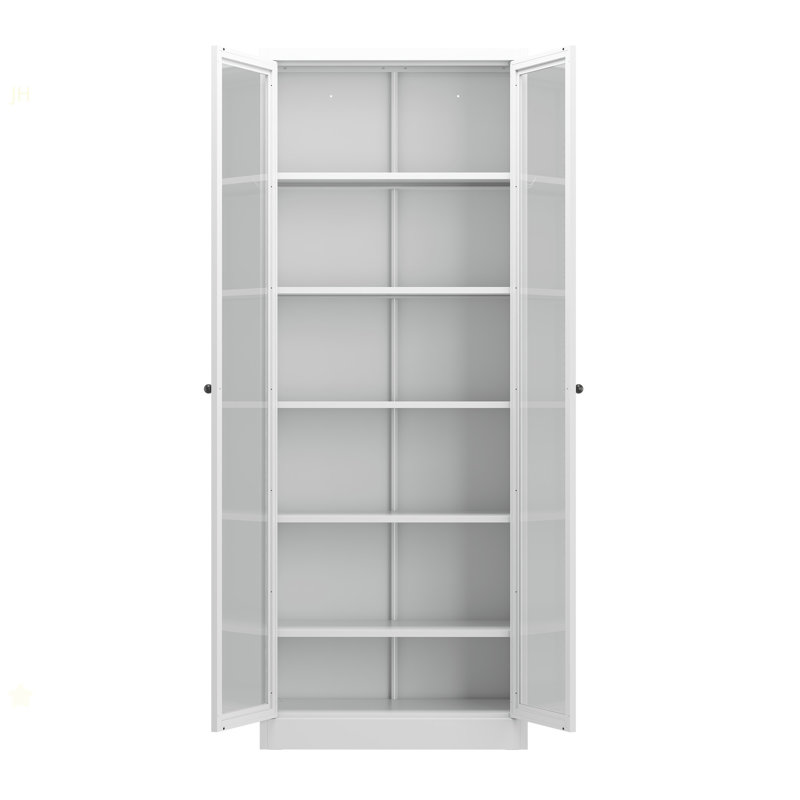 Armoire de cuisine en métal - 72 po de hauteur avec 5 tablettes réglables, armoire autoportante blanche pour cuisine / garde-manger / salle de bain