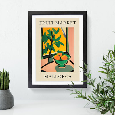 Orange Mallorca Fruit Market Exhibition - Single Picture Frame Print on Wood