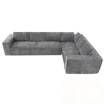 L-Shape Chenille Sectional Sofa With Soft Cuhsion
