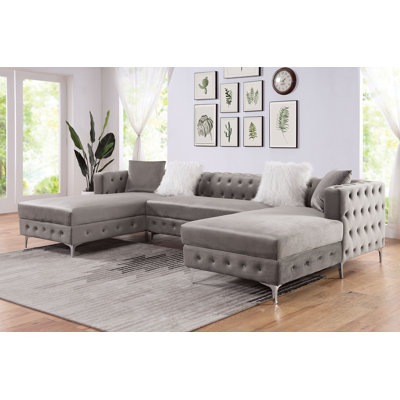 Canapé modulaire de 127 po de largeur, gris