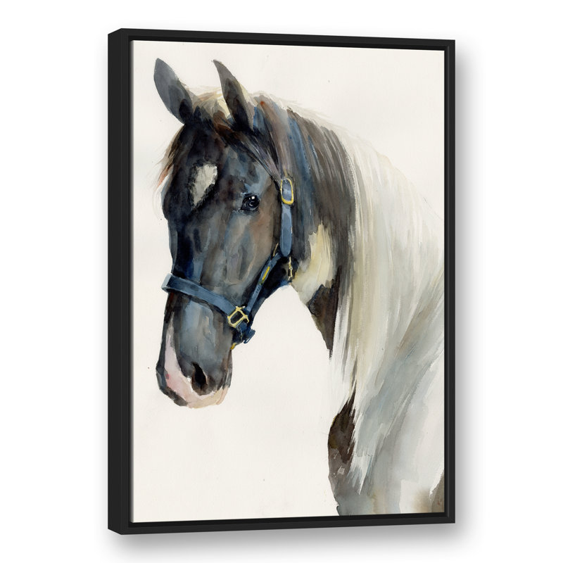 " Painted Horse ", 37.75" H x 25.75" W x 1.75" D, Black Floater Framed