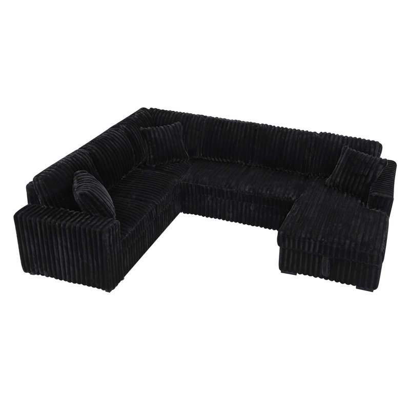 Canapé-lit modulaire rabattable en tissu de 122 pouces avec ports USB et canapé-lit modulaire en U surdimensionné rembourré et confortable avec méridienne avec rangement