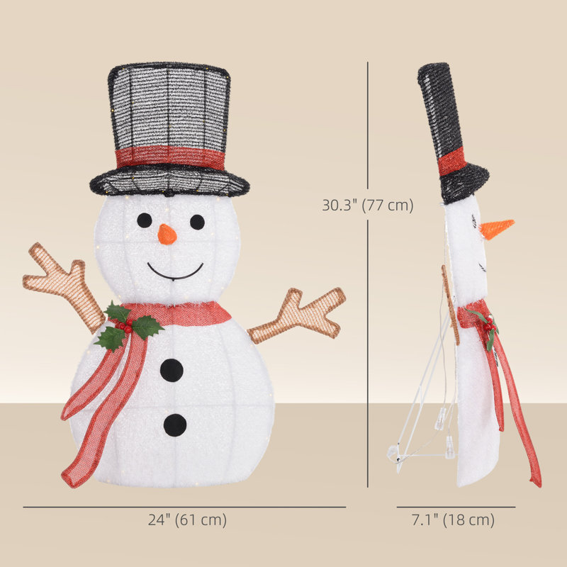 Light Up Snowman Christmas Decoration with 56 LED Lights White