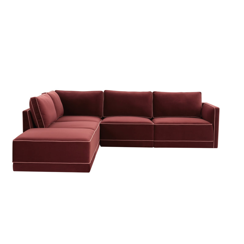 Clairah Modular Laf Sectional, Left Hand Facing, Red Velvet