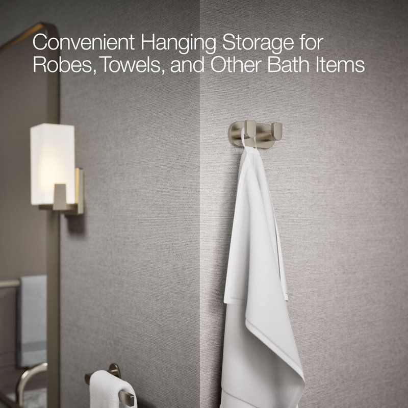 Composed® Wall Mounted Double Robe Hook, Gray