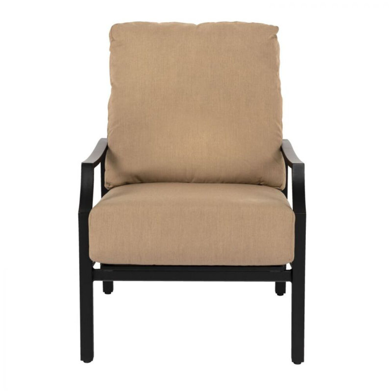 Nico Outdoor Lounge Chair, Smooth Black, Canvas Heather Beige Sunbrella® Canvas