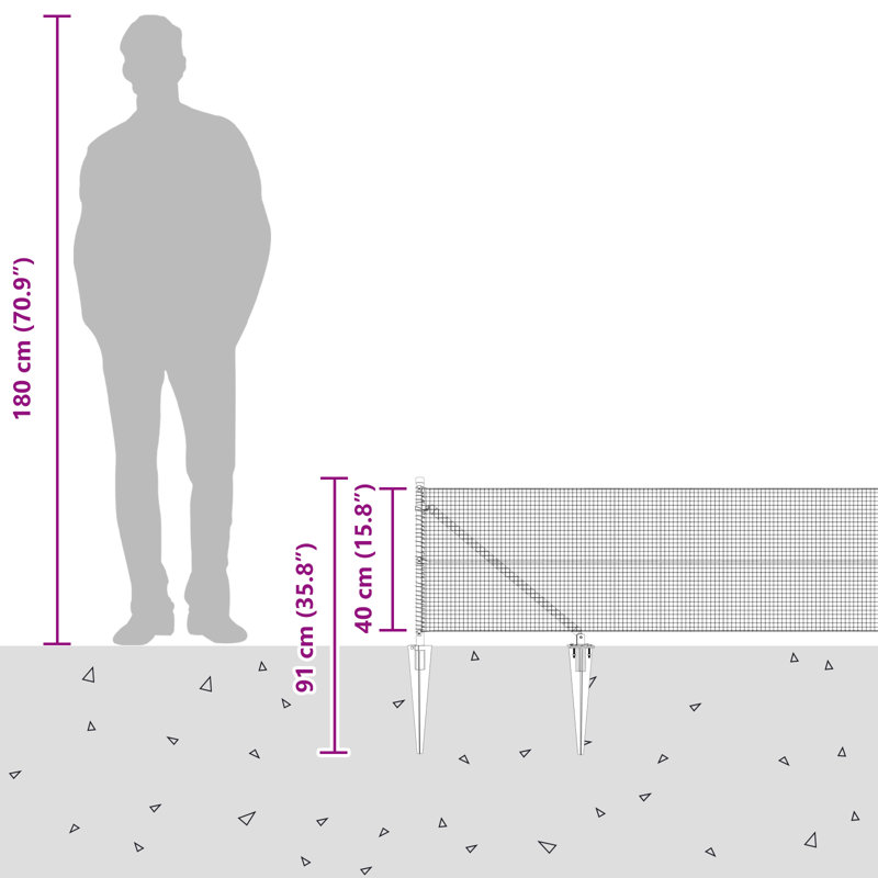 Vidaxl Welded Wire Fence With 7 Spike Posts Steel, 40cm H x 1000cm W, Grey