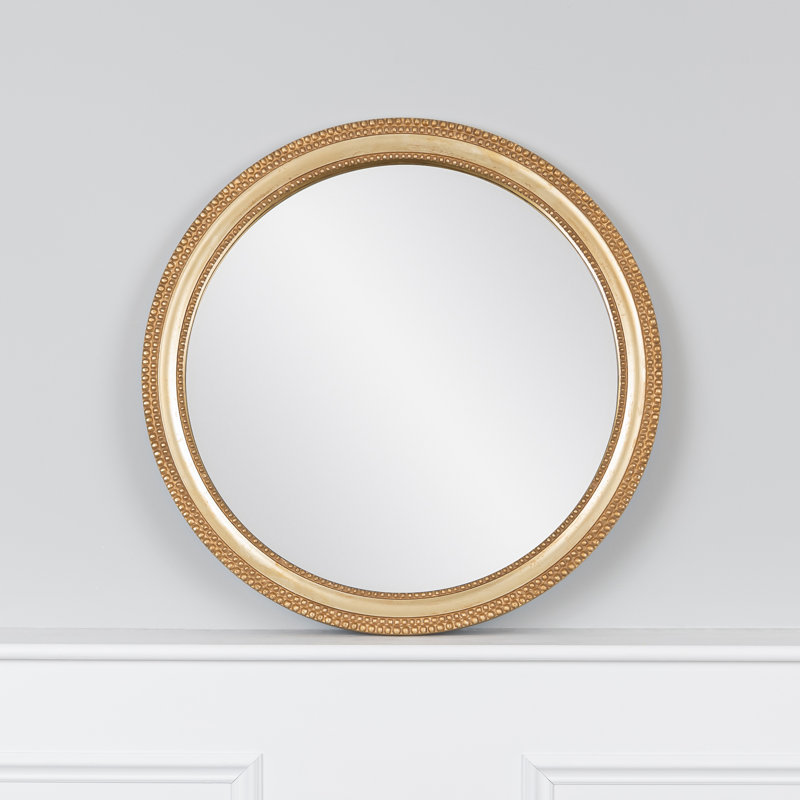 Ashwina Wood Round Wall Mirror, Gold