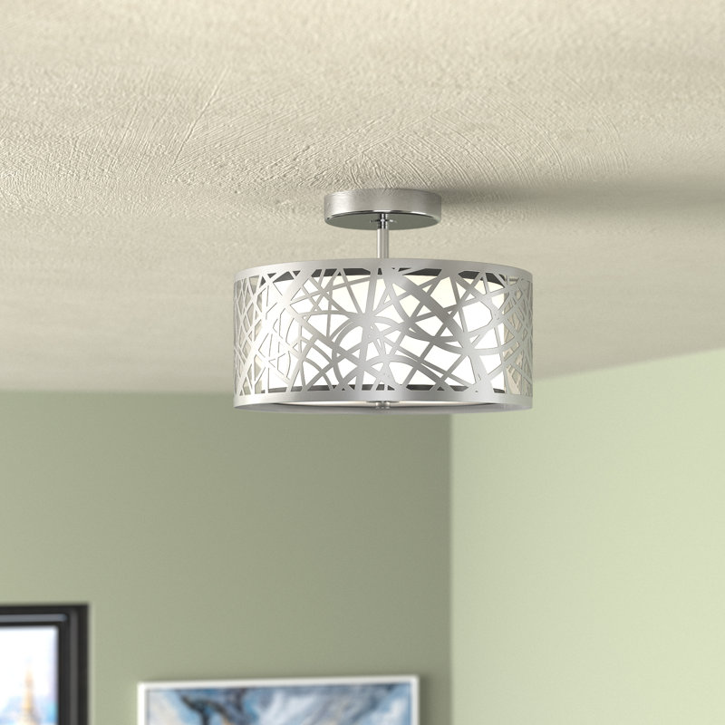 Plafonnier cylindrique semi-encastré unique/ remarquable à 2 lumières de 12 po Colyn