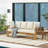 Outdoor Extendable Acacia Wood 3 Seater Sofa, Upholstered Cushion Couch, Daybed Sofa Chair For Patio And Garden-1543923525