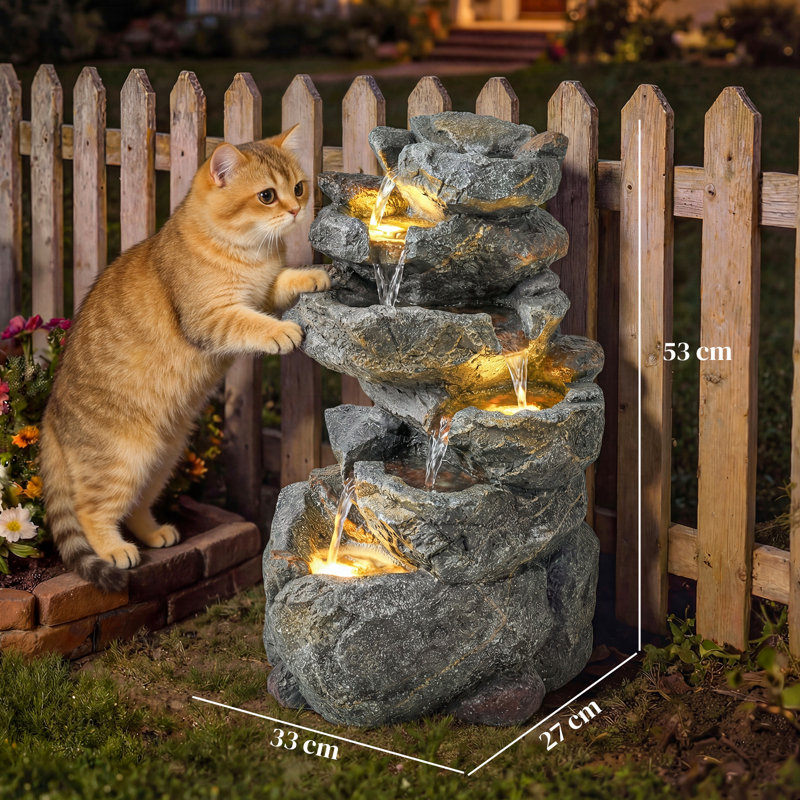Outdoor Fountain with Lights