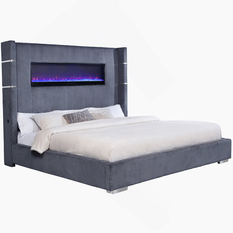 Lit-housse Juda, Gris, Roi