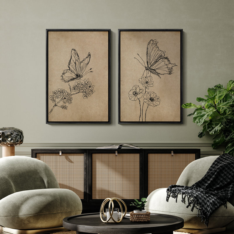 Art mural encadré, rétro, antique, classique pour chambre à coucher - 16 po x 24 po x 2 panneaux, Noir, H 24 po x l 16 po