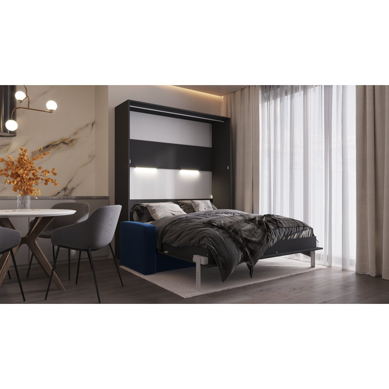 Neidelin Upholstered Bed, Grey/Navy