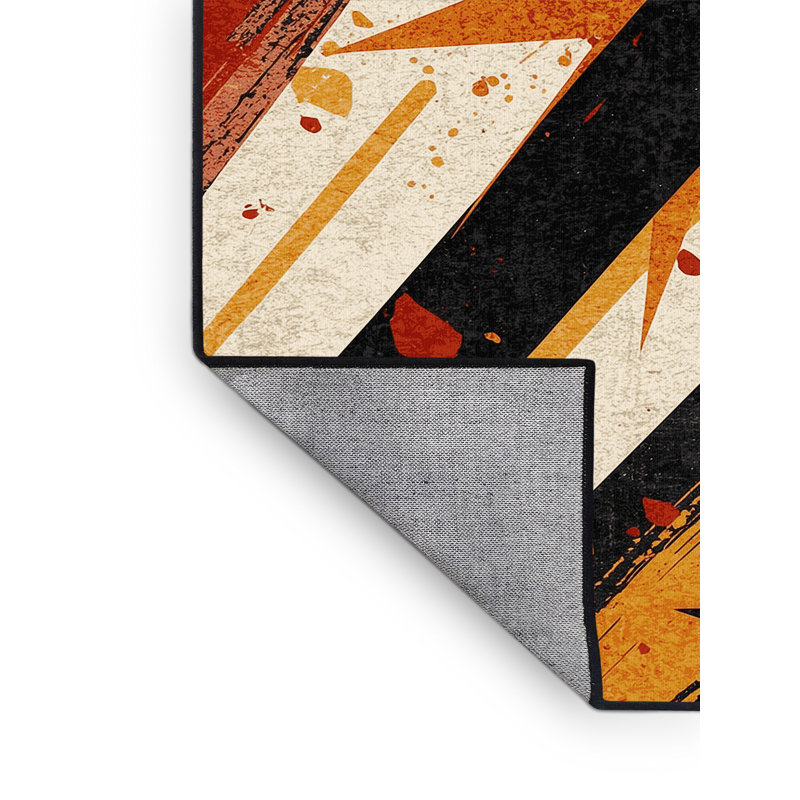 Machine Washable Bemott Bold & Eclectic Modern Starburst Rug in Brown – Black Binding, 8x10