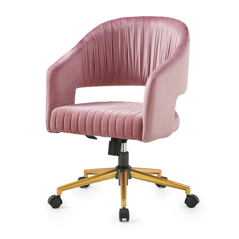 Jacqueline Velvet Office Chair, Pink