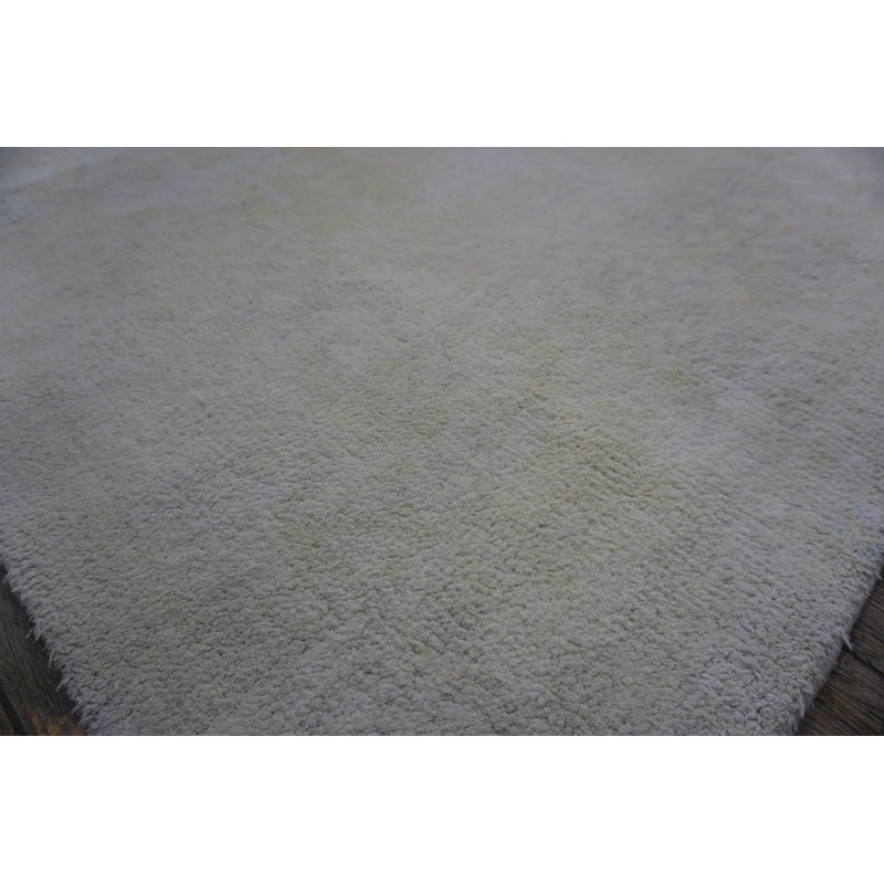 White And Blur Color Antique Indian Allover Geometric Cotton Agra Gallery Rug
