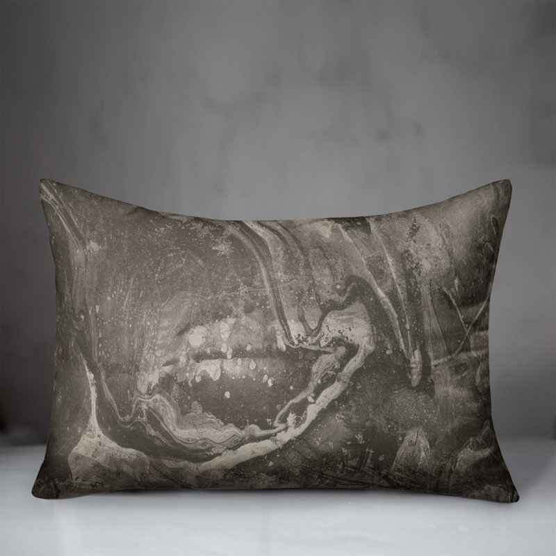 Abstract Outdoor Reversible Throw Pillow, Gray