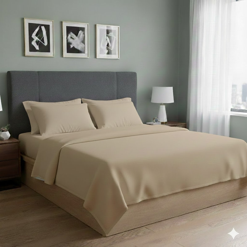 All-Season Microfiber Sheet Set - Soft, Lightweight, And Durable, Light Brown, Full Sheet Set with 4 Pillowcases