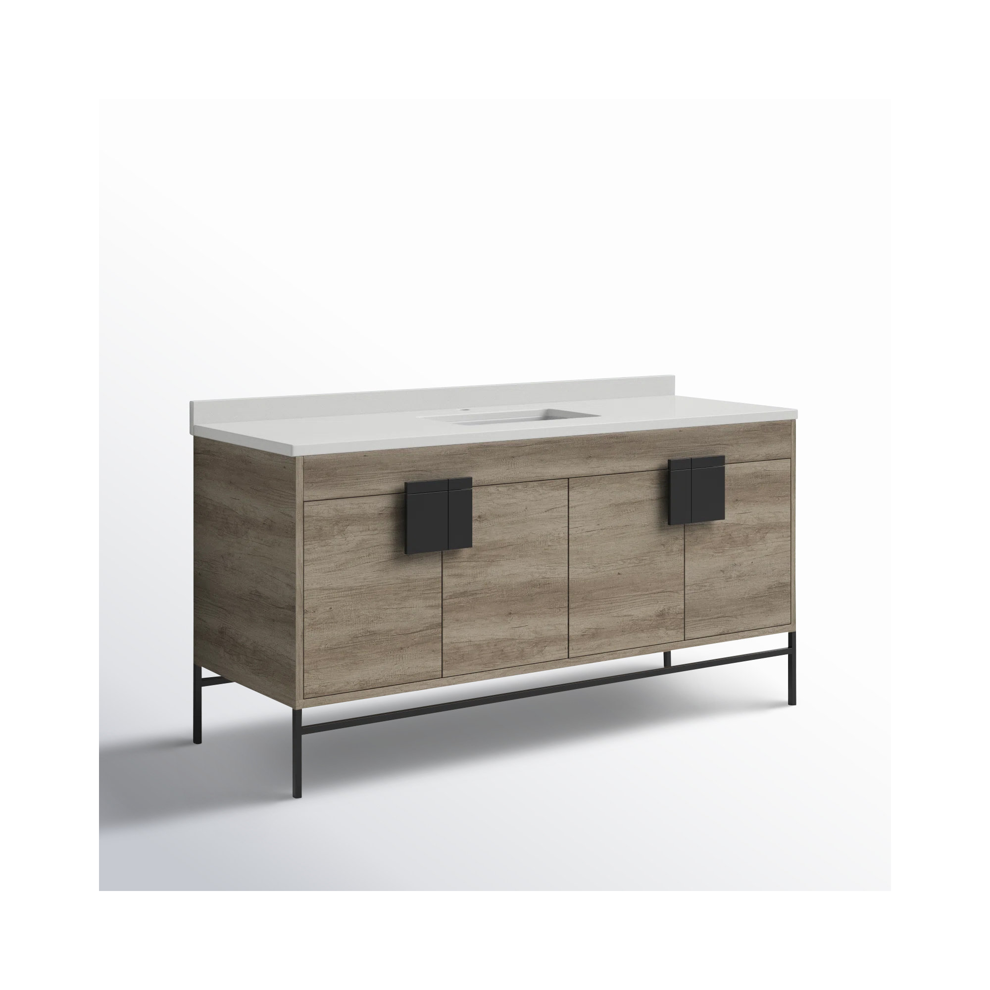 Maisie 60'' Single Bathroom Vanity, Grey, Black