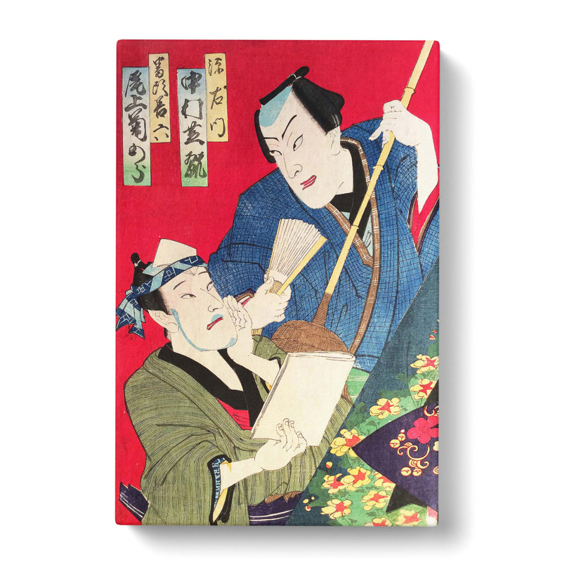 Two Male Actors by Toyohara Kunichika - Wrapped Canvas Painting, 60cm H x 40cm W x 3cm D