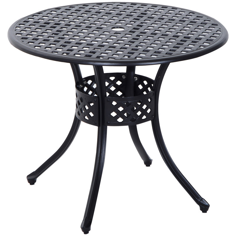 Table de salle à manger d'extérieur pour 6 personnes, table de patio rectangulaire, pieds en aluminium pour jardin, pelouse, patio, grain de bois noir