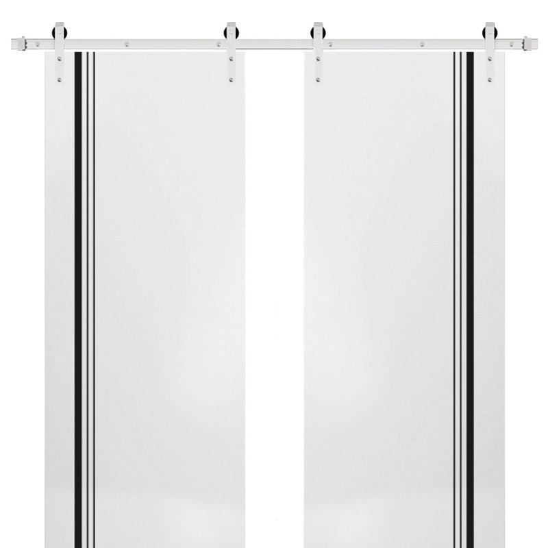 Porte de grange en bois massif massif, Satin blanc, 56 po x 96 po