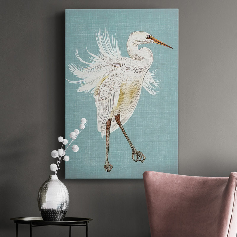 Toile tendue avec châssis Heron Plumage III - prêt à accrocher, H 18 po x l 12 po x P 1,5 po, No Mat, Toile tendue