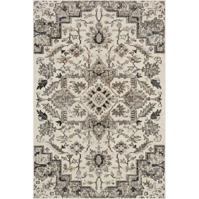 Manoel Gray Floral Ornamental Medallion Area Rug