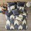 Élégante literie imprimée double / grand - housse de couette en coton avec revers uni et fermeture à boutons 2 taies décoratives 3 pièces