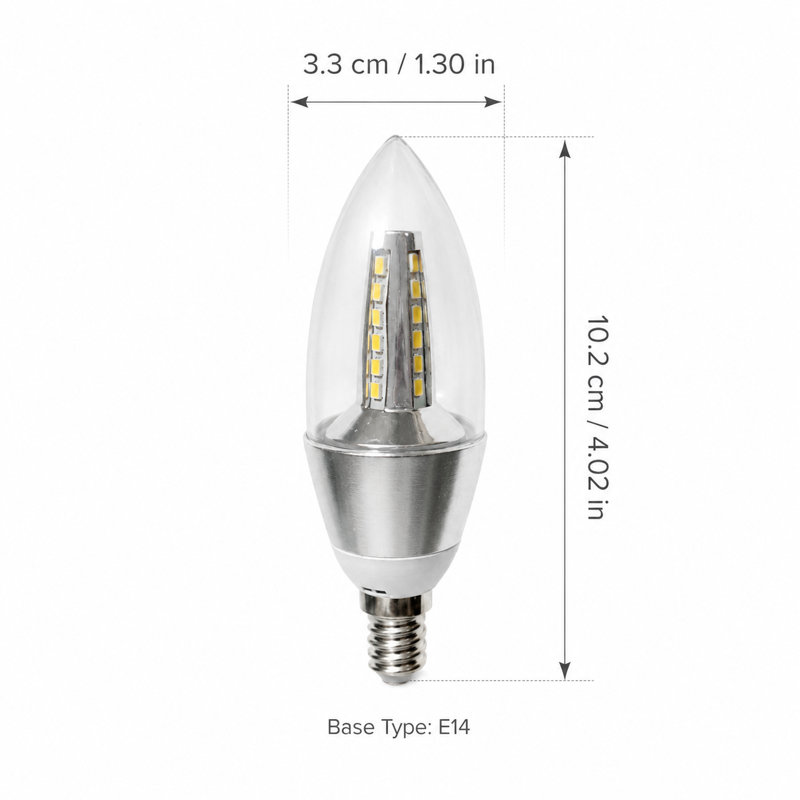 5W E14 LED Candle Light Bulb, Warm White Non-Dimmable Clear Candle Light Bulb