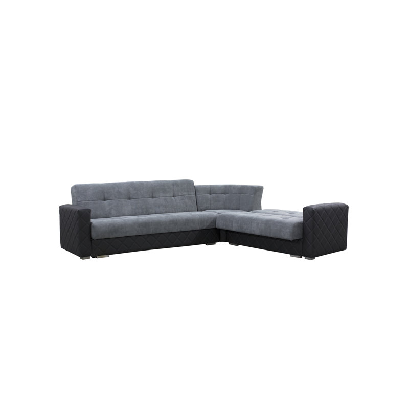 Upholstered L-Shaped Sectional Reversible, Gray