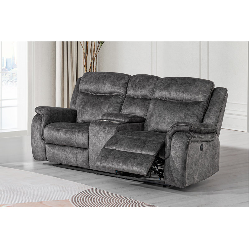 Lannion Upholstered Reclining Loveseat, Power - Push Button, Microfiber/Microsueden 