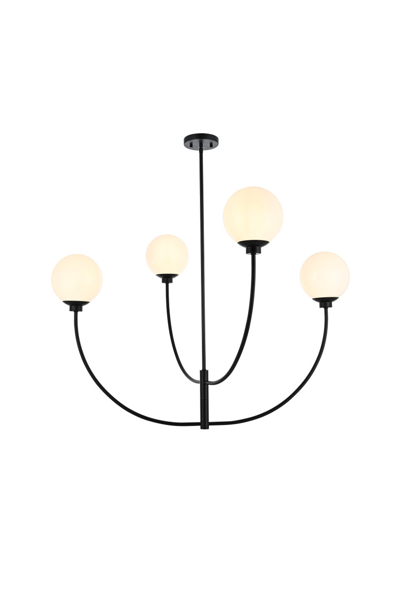 Kyle 4-Light Chandelier, Black, 29.5" H x 42" W x 42" D