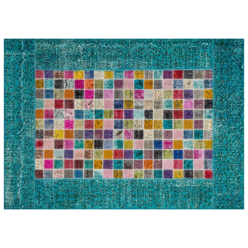 Tapis turquoise multicolore Modern
